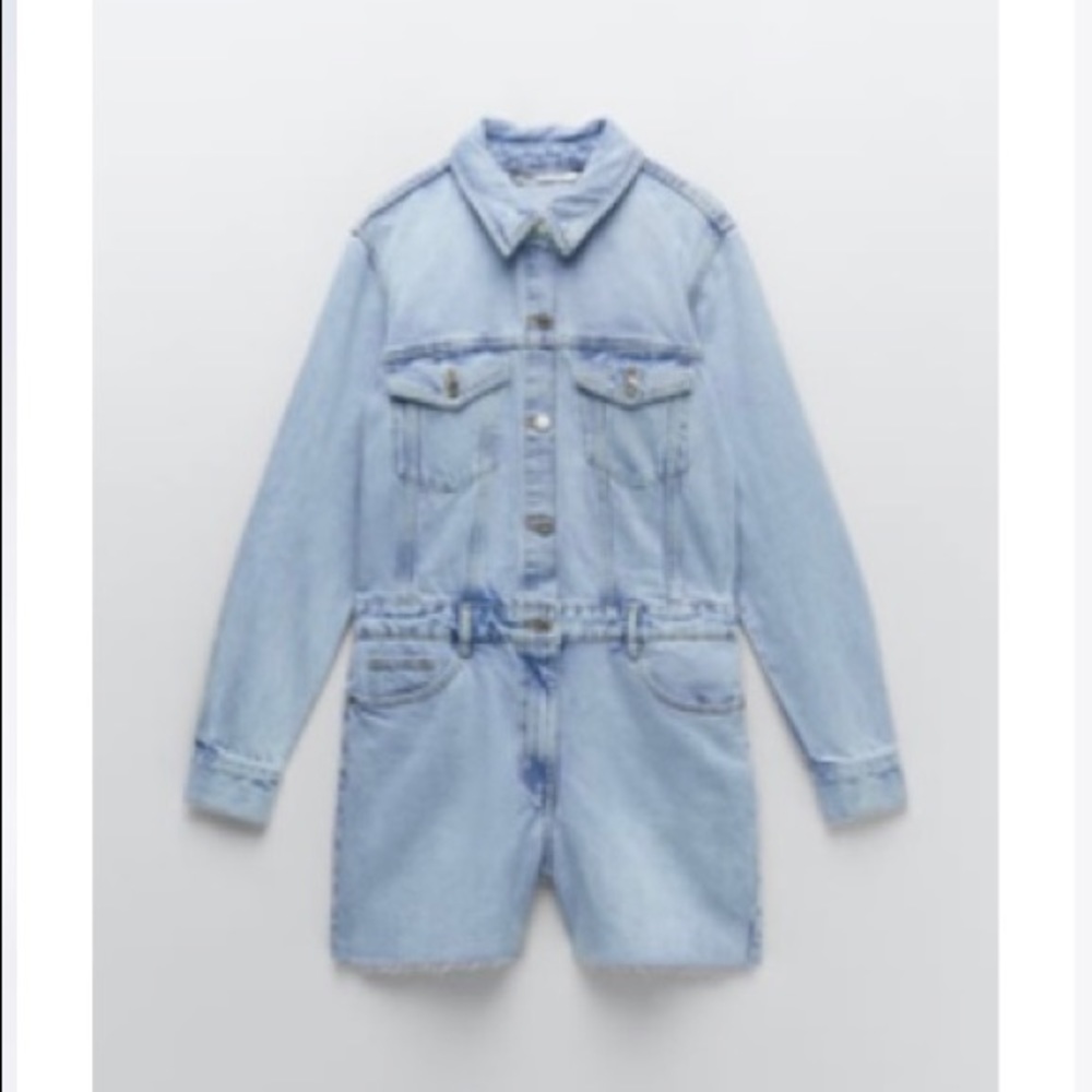 Zara denim jumpsuit light blue